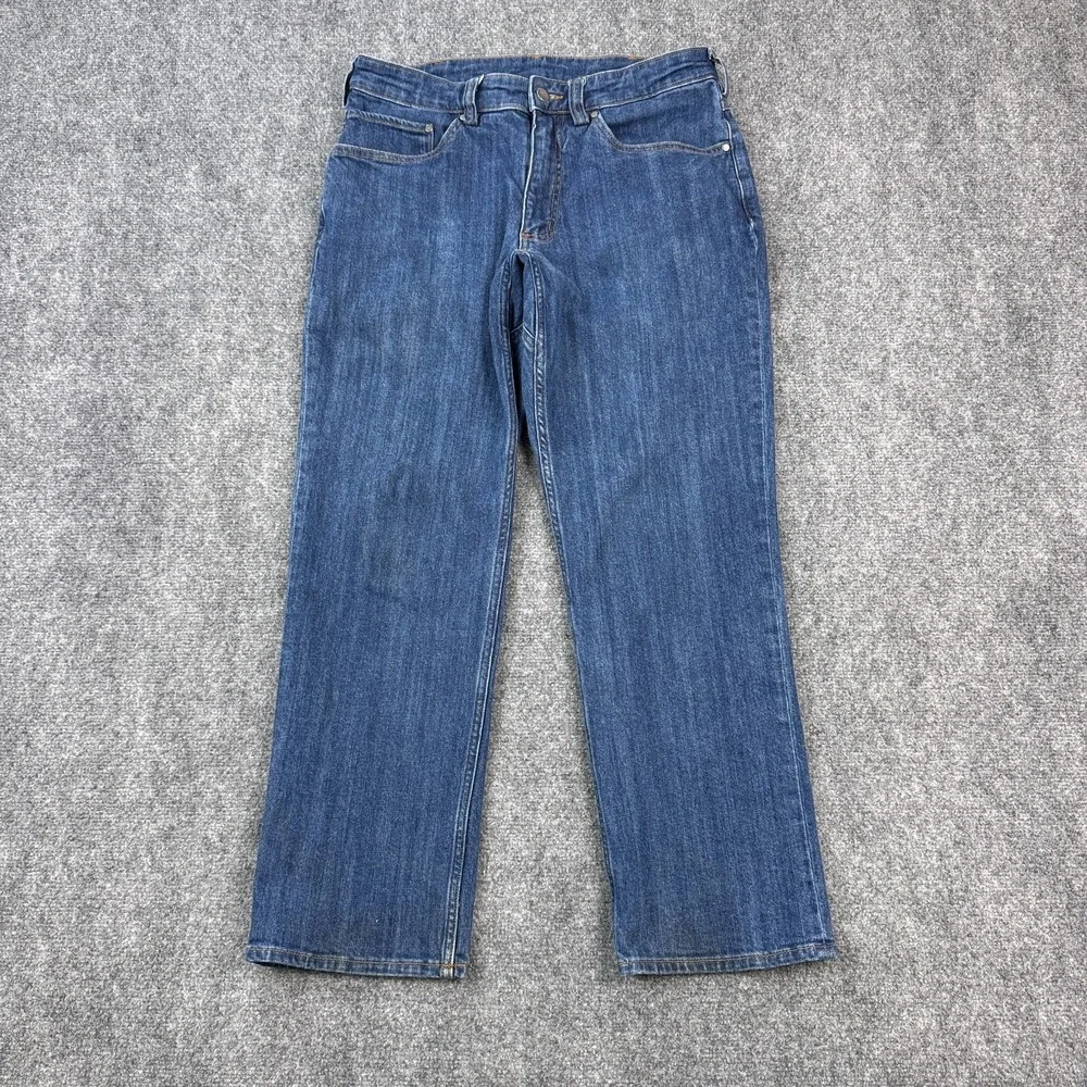 40 Grit Duluth Trading Mens Jeans 32x30 Relaxed Fit Straight Medium Wash Stretch